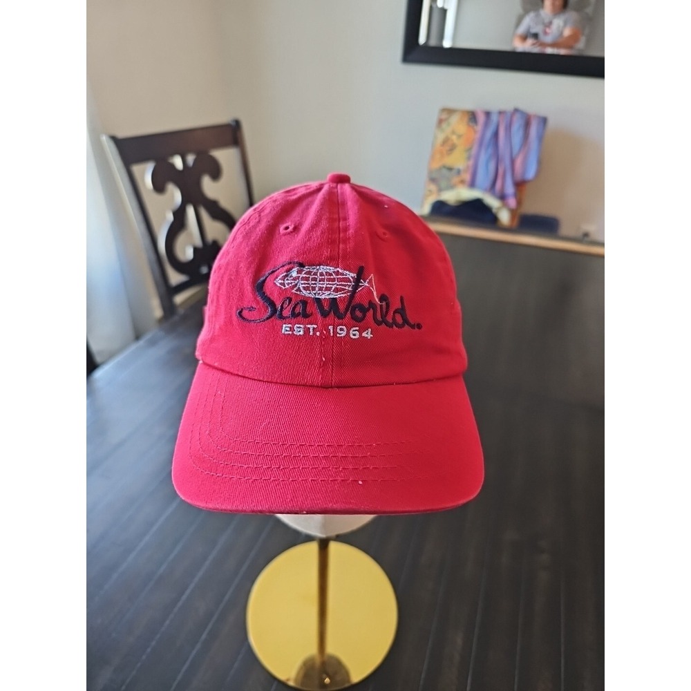 Sea World Red Vintage Est 1964 Old Logo‎ Youth Strap Back Hat